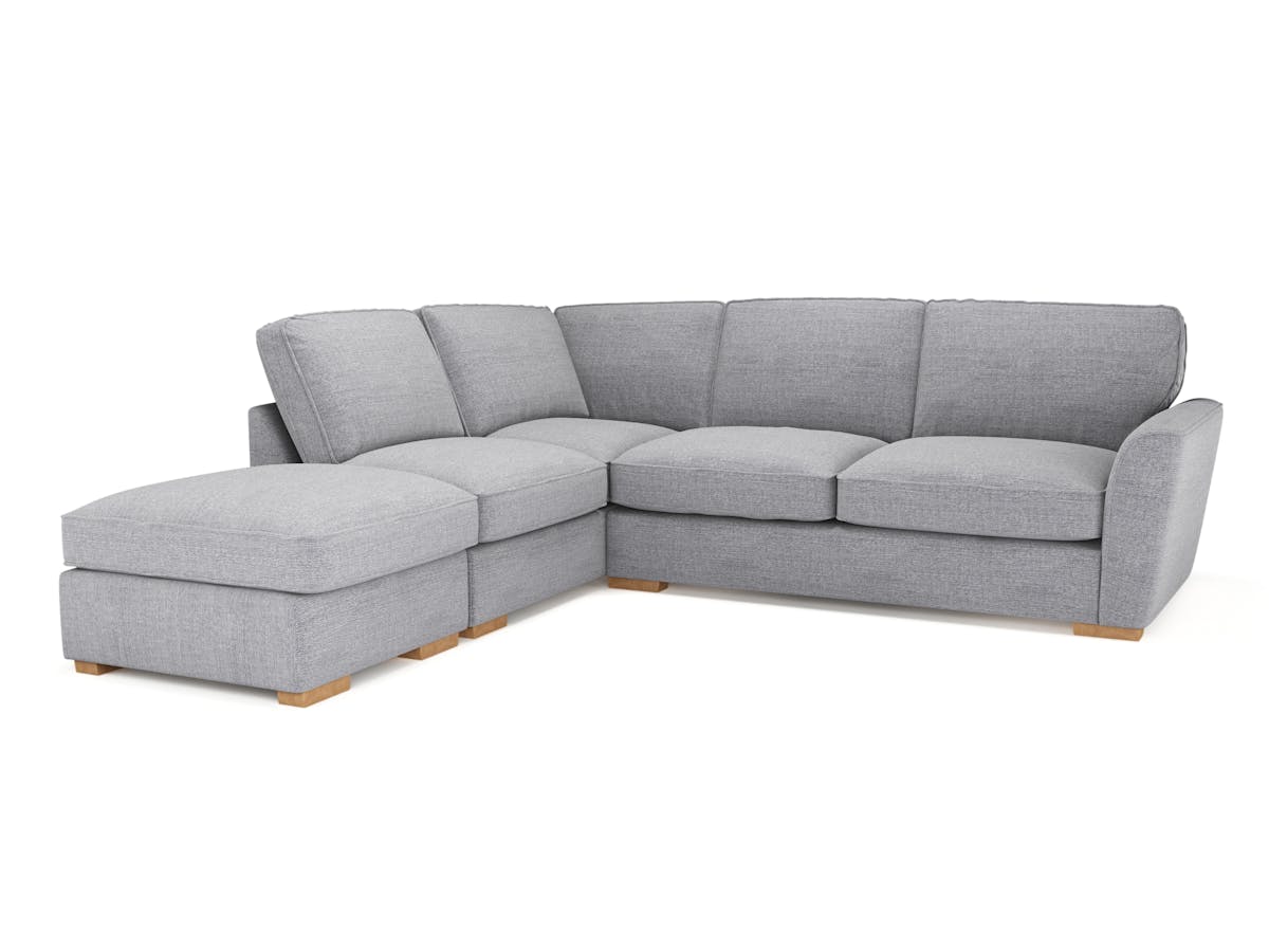 Fantasia Corner Sofa | Pillow Back | Footstool | Silver-16