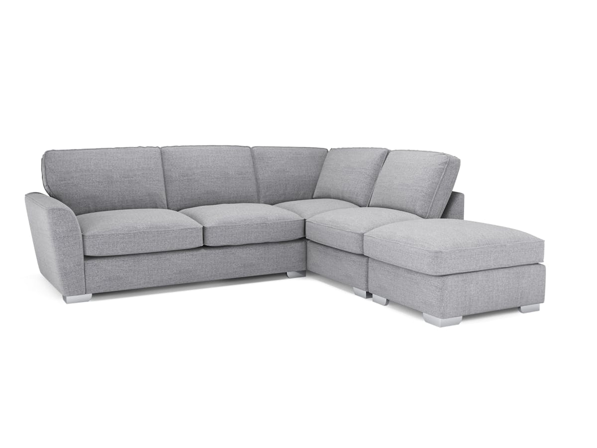 Fantasia Corner Sofa | Pillow Back | Footstool | Silver-20