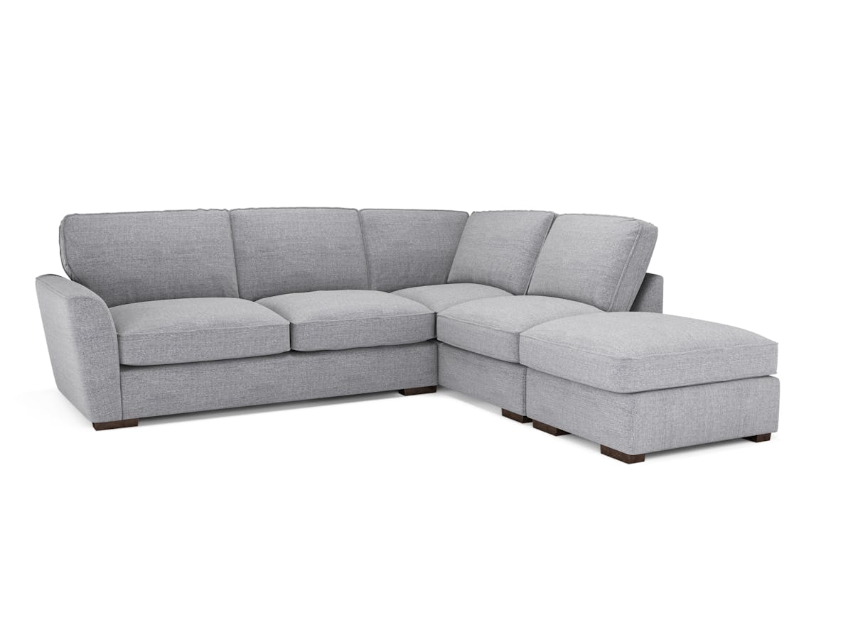 Fantasia Corner Sofa | Pillow Back | Footstool | Silver-21