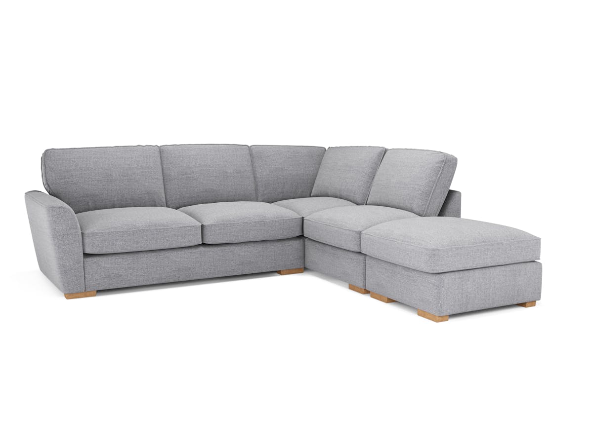 Fantasia Corner Sofa | Pillow Back | Footstool | Silver-22