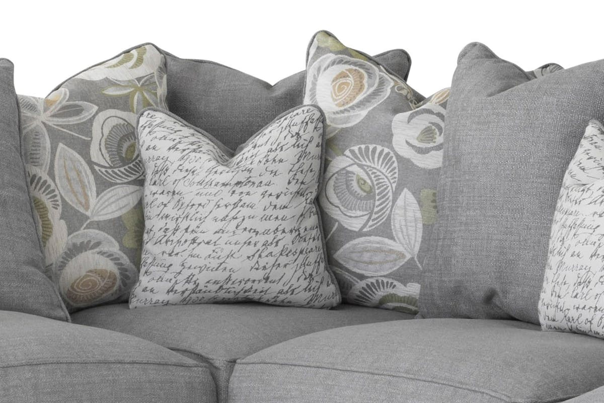 Fantasia Corner Sofa | Pillow Back | Footstool | Silver-10