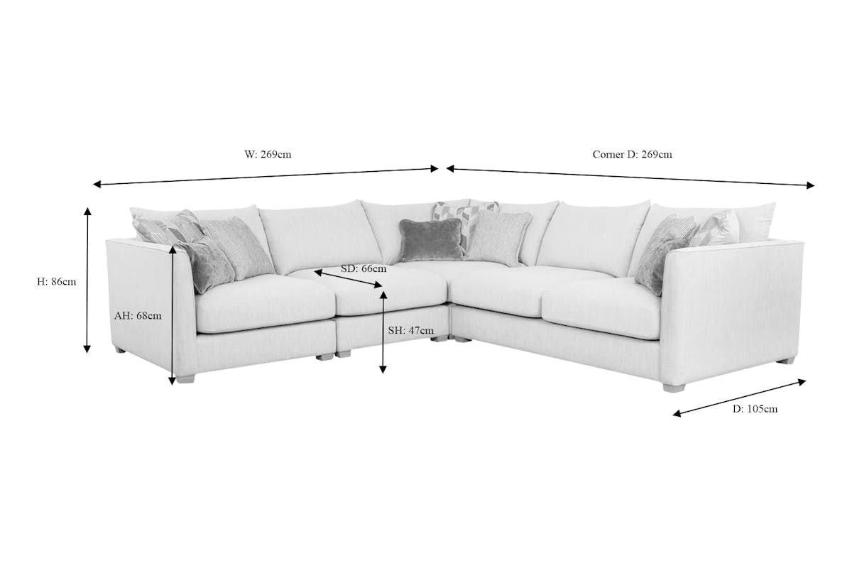 Faye Corner Sofa | Large | Grey-3