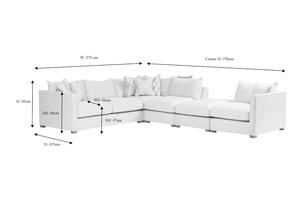 Faye Corner Sofa | Footstool | Grey-3