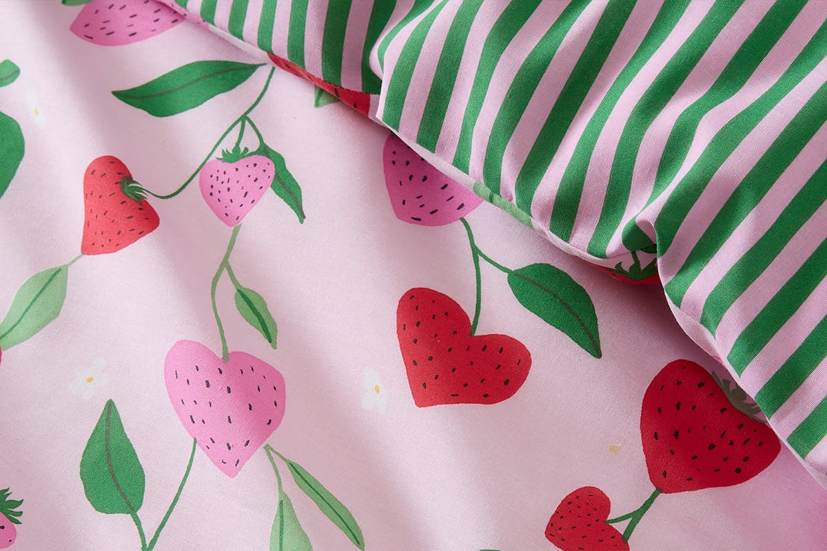 Bedlam | Fun Strawberries Duvet Cover Set | Multicolour | Single-4