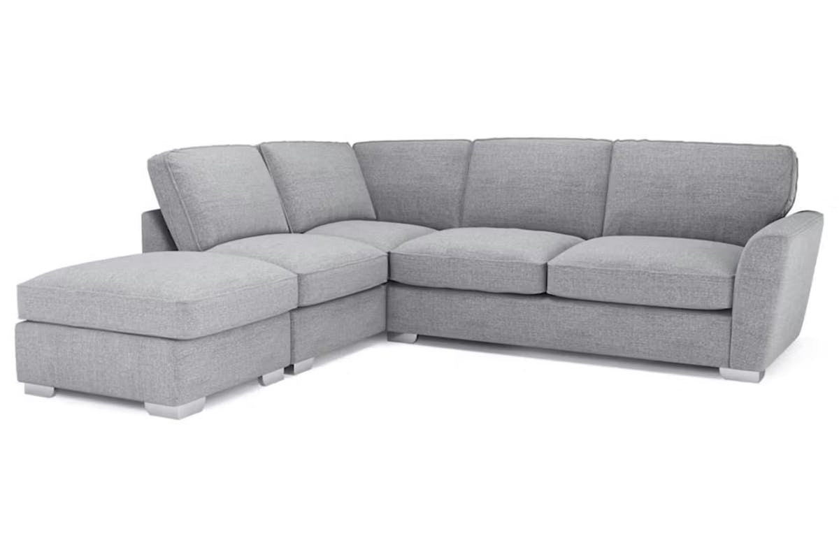 Fantasia Corner Sofa | Pillow Back | Footstool | Silver-2