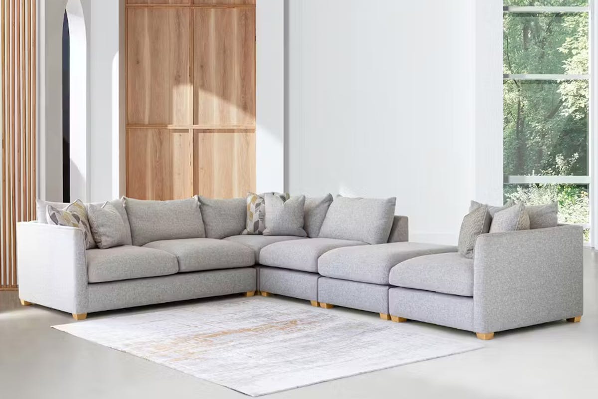 Faye Corner Sofa | Footstool | Grey-2