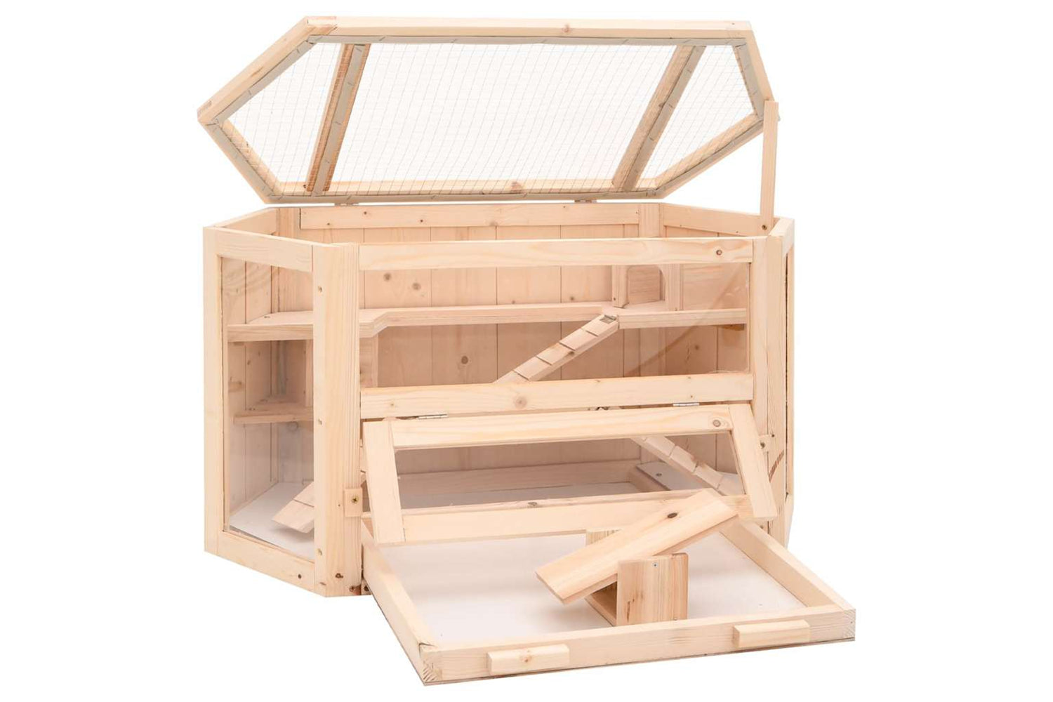 vidaXL 172379 Hamster Cage 80x40x43cm Solid Wood Fir-3