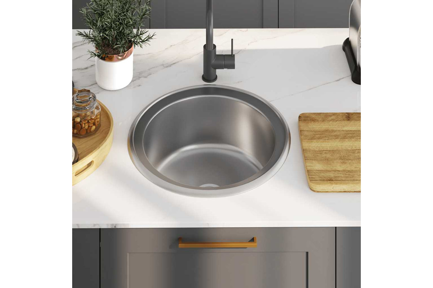 Vidaxl 145071 Kitchen Sink With Strainer And Trap Stainless Steel-2