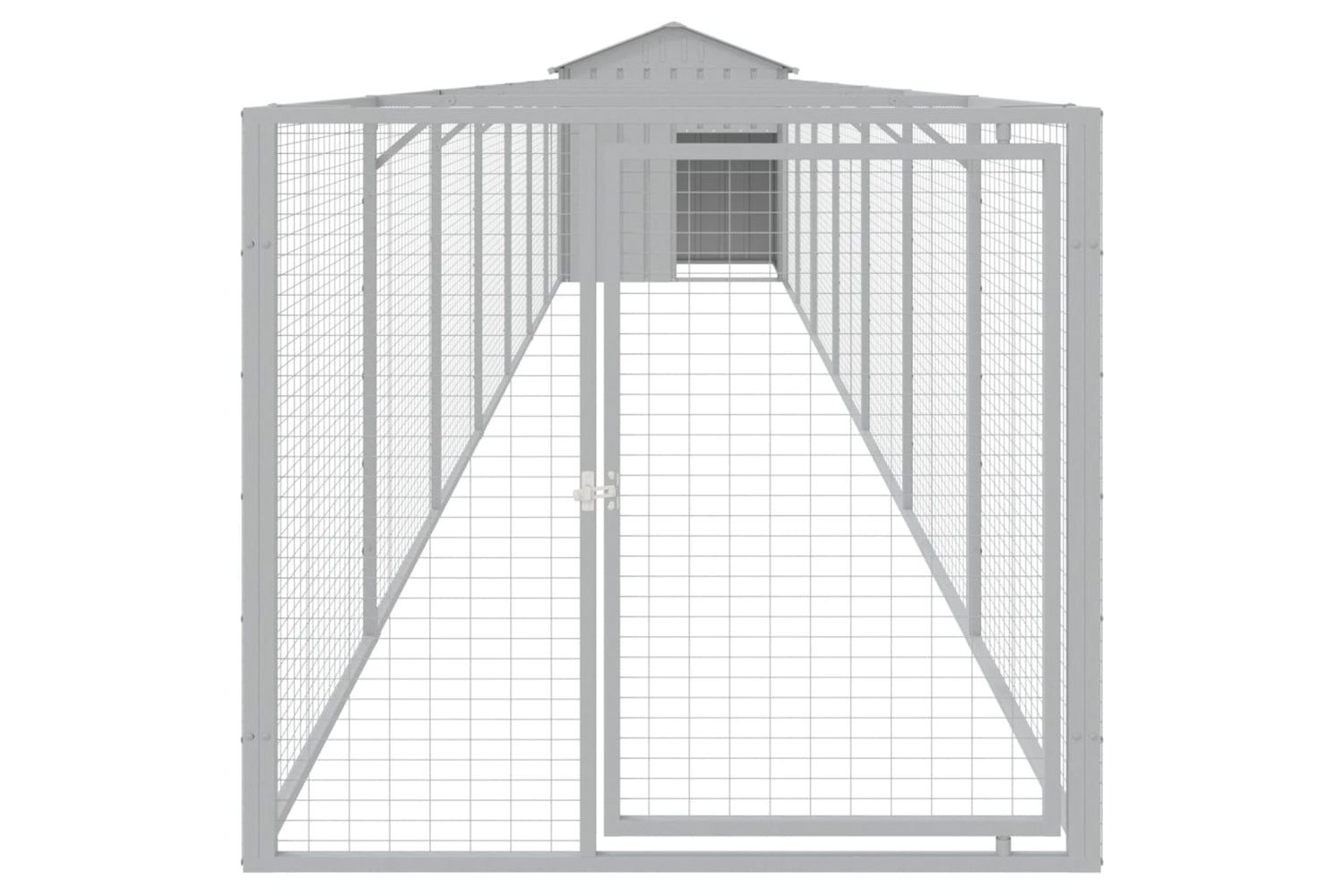vidaXL 3189066 Dog House With Roof Light Grey 117x813x123cm Galvanised Steel-2