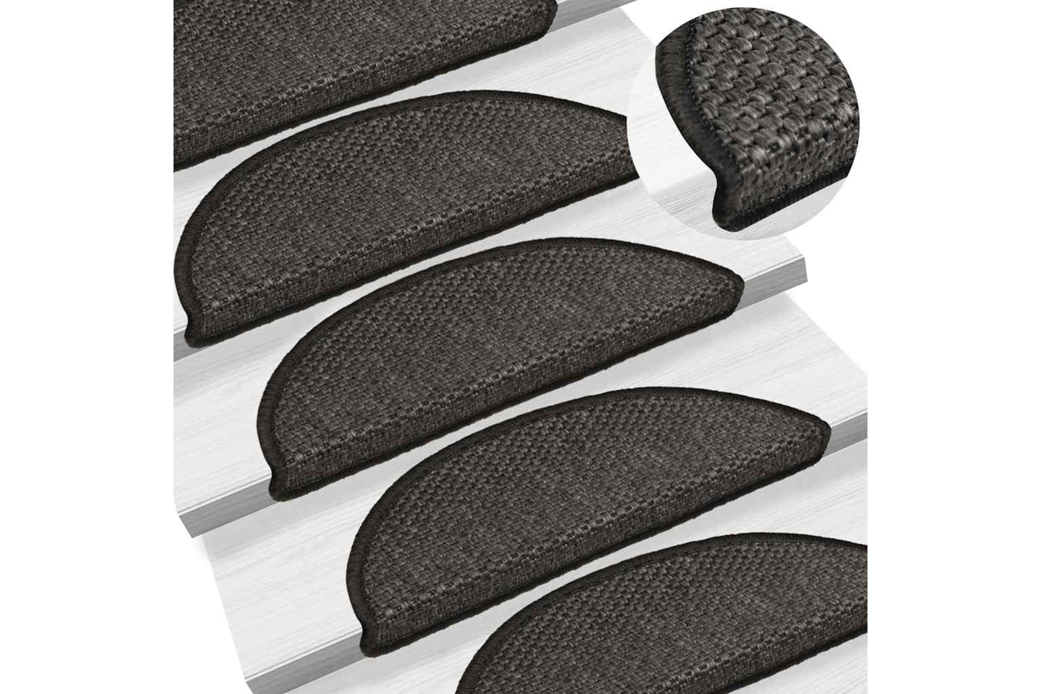 vidaXL 326861 Self-adhesive Stair Mats Sisal-look 15 Pcs 56x20cm Anthracite-6