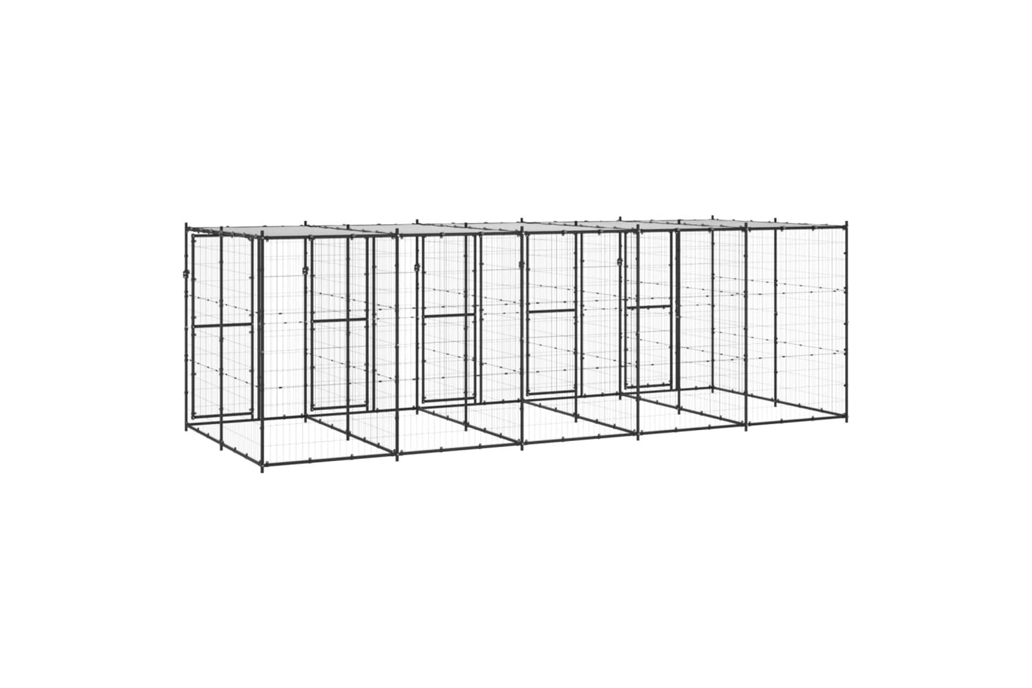 Vidaxl 3082252 Outdoor Dog Kennel Steel With Roof 12.1 M2-4