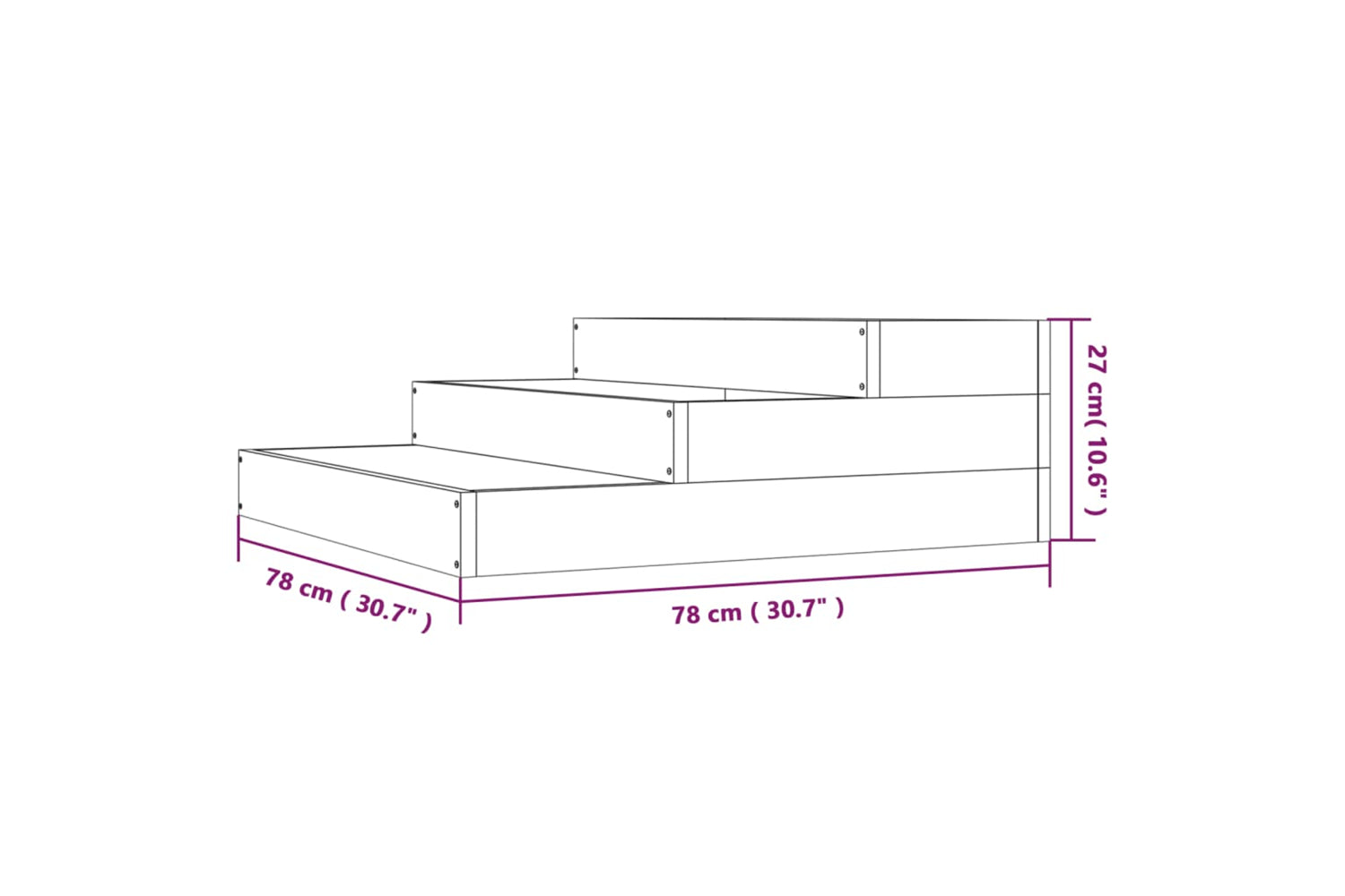 vidaXL 823910 Planter Black 78x78x27cm Solid Wood Pine-6