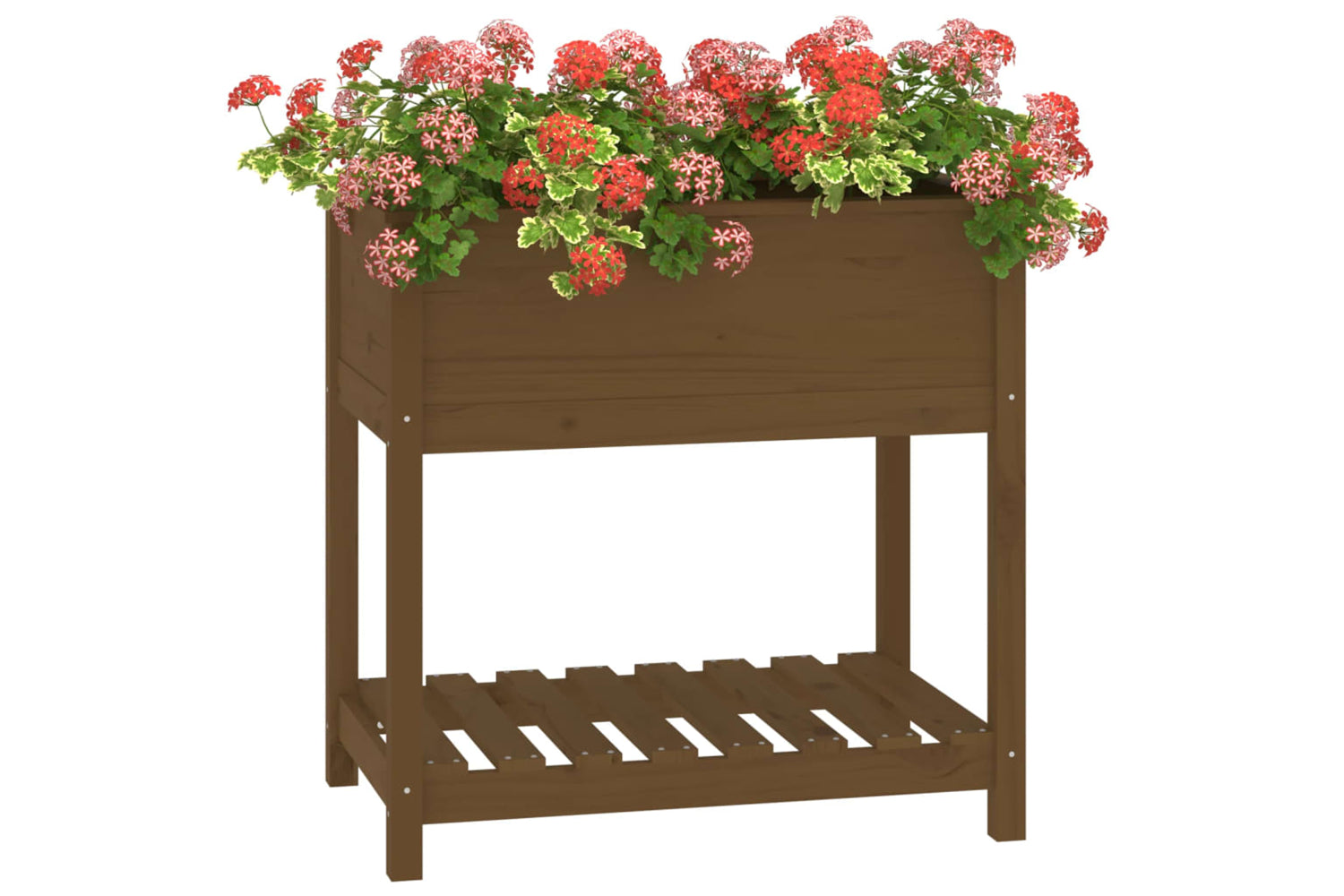 vidaXL 823783 Planter With Shelf Honey Brown 82.5x54x81cm Solid Wood Pine-3