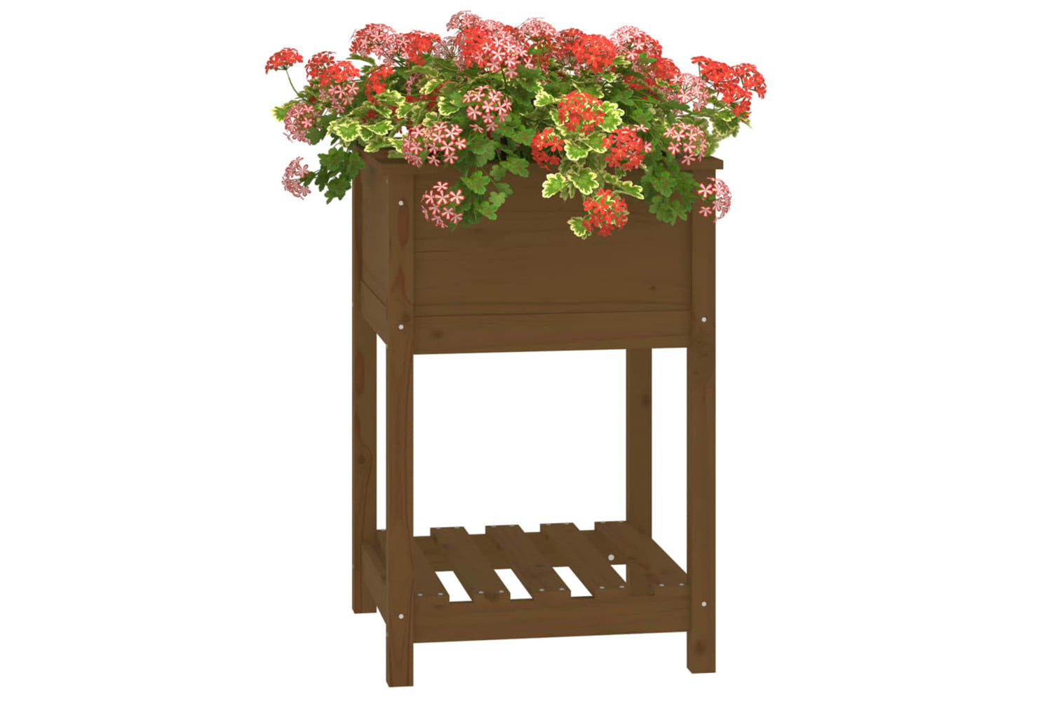 vidaXL 823776 Planter With Shelf Honey Brown 54x54x81cm Solid Wood Pine-3