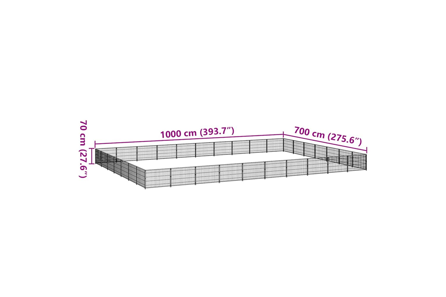 Vidaxl 3082182 Dog Kennel Black 70 M2 Steel-6