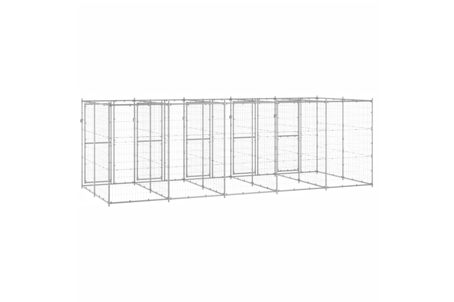 Vidaxl 3082285 Outdoor Dog Kennel Galvanised Steel 12.1 M2-4
