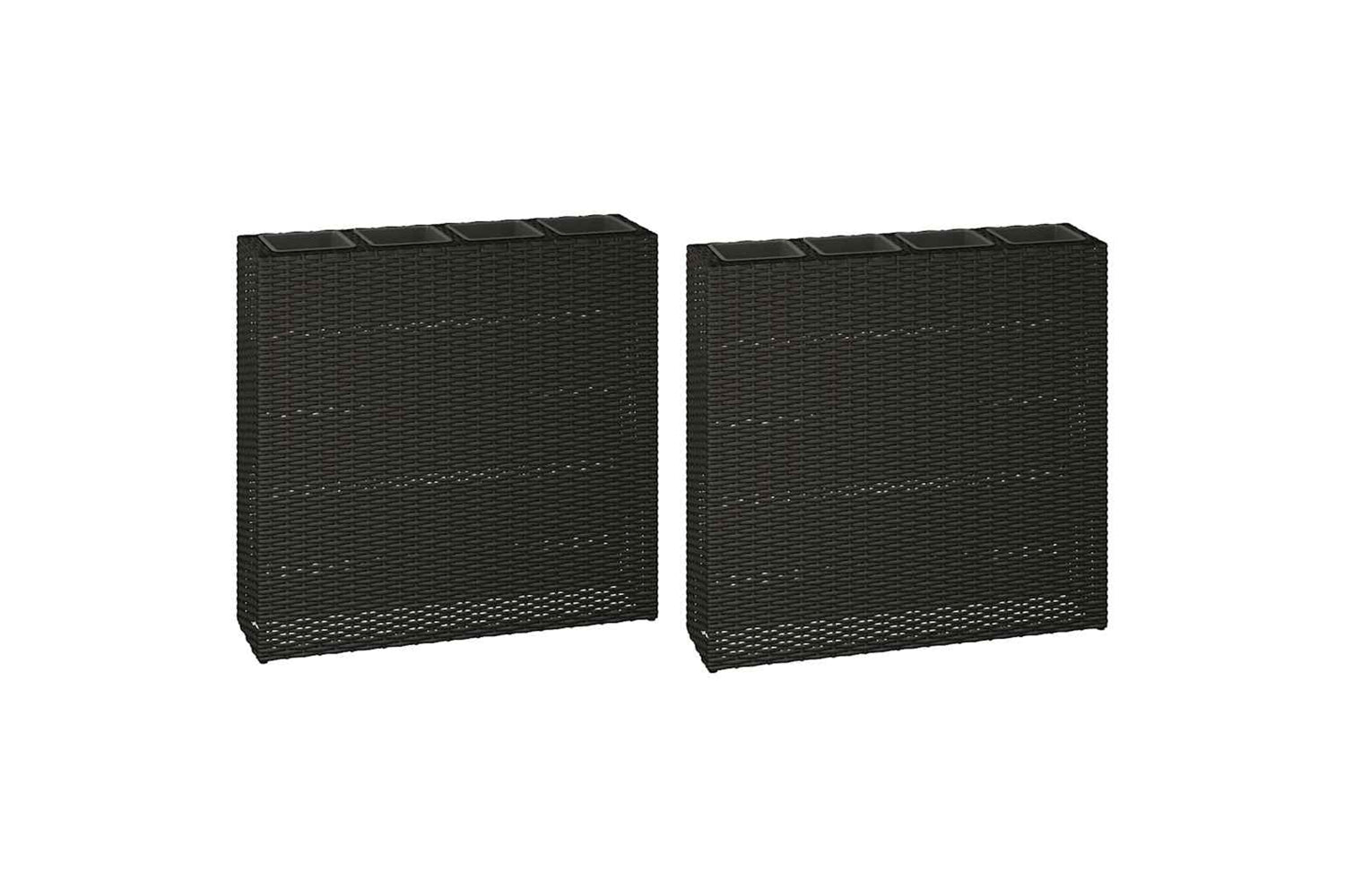 Vidaxl 279082 Garden Raised Bed With 4 Pots 2 Pcs Poly Rattan Black(2x41084)