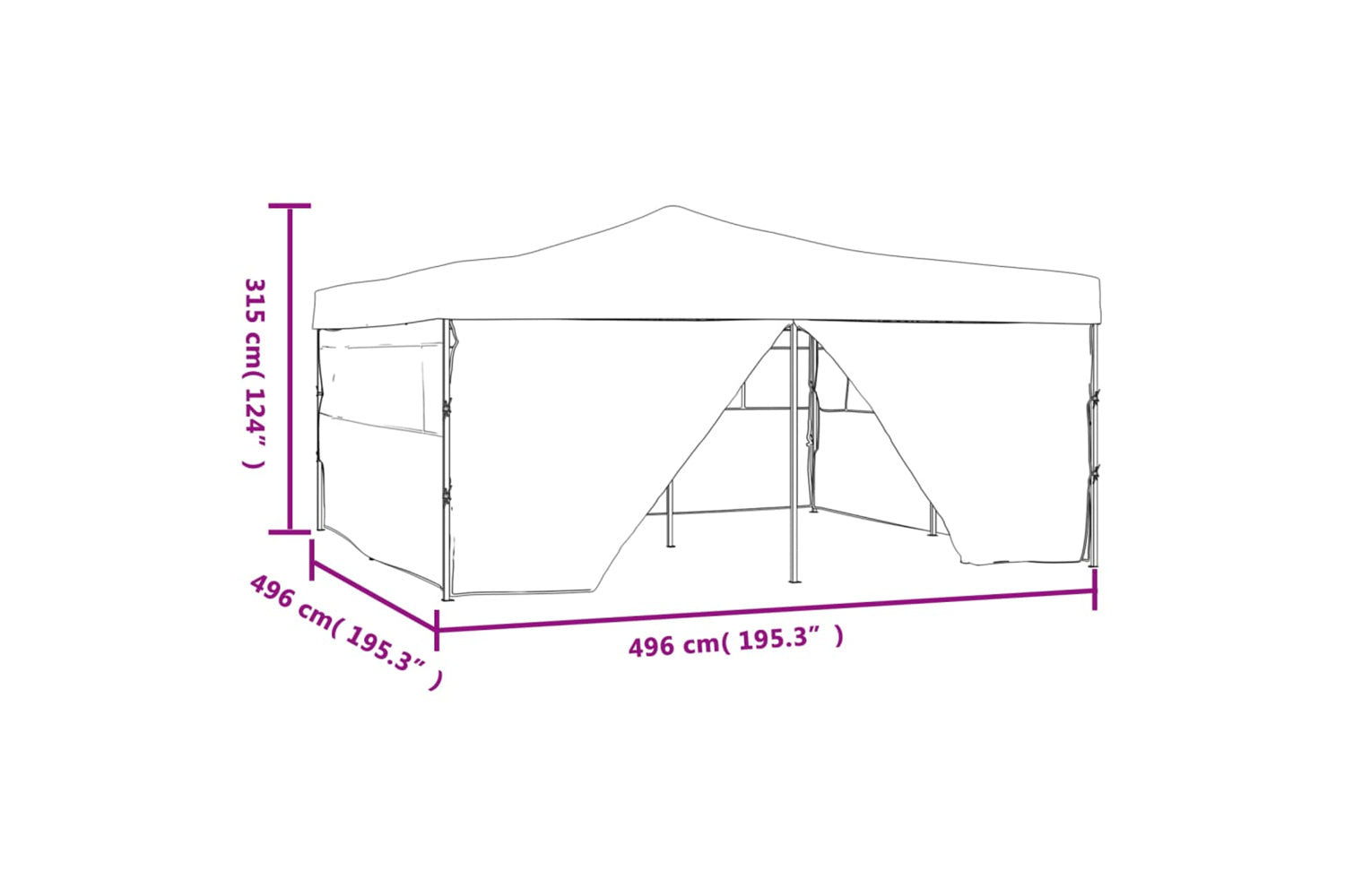 Vidaxl 48906 Folding Gazebo With 4 Sidewalls 5x5 M Cream-9