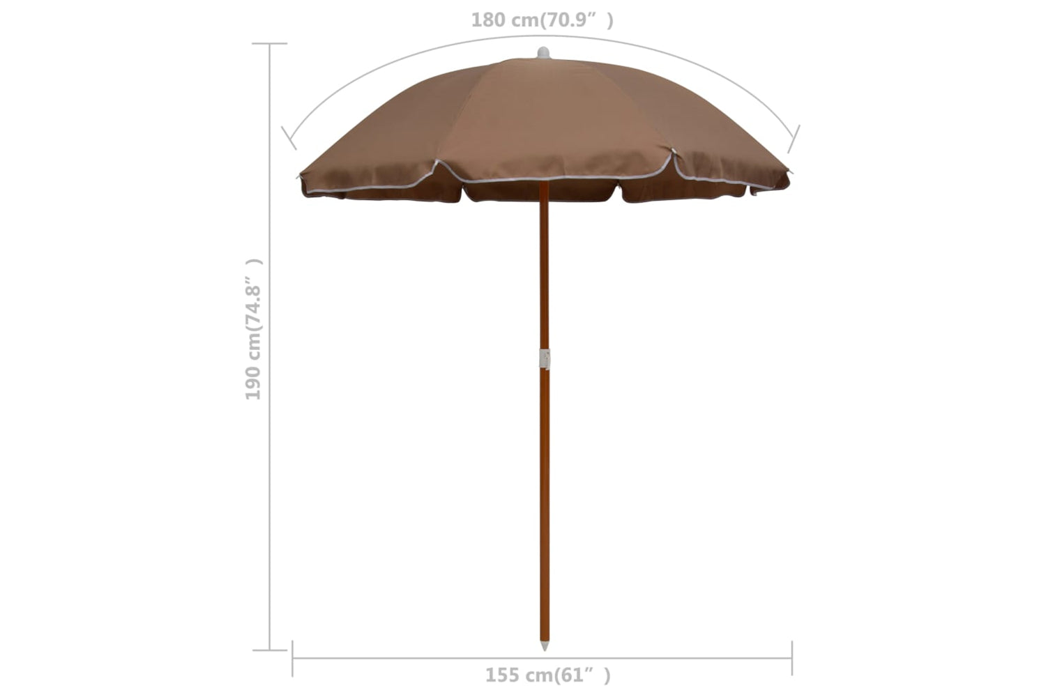 vidaXL 47801 Parasol With Steel Pole 180cm Taupe-5