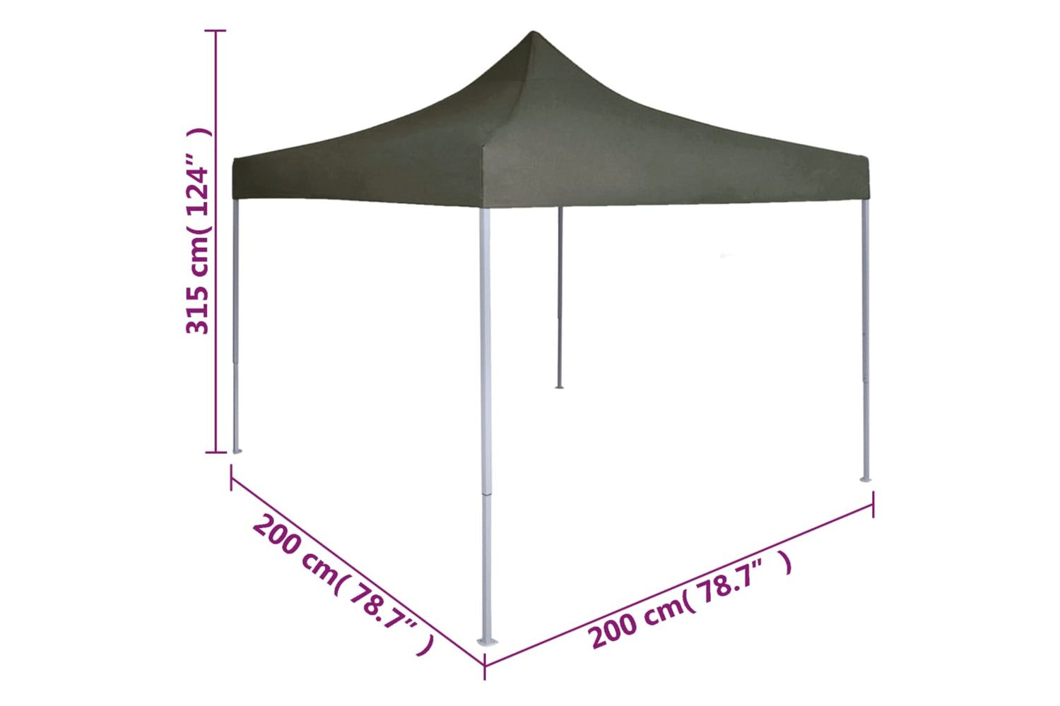 Vidaxl 48883 Professional Folding Party Tent 2x2 M Steel Anthracite-9