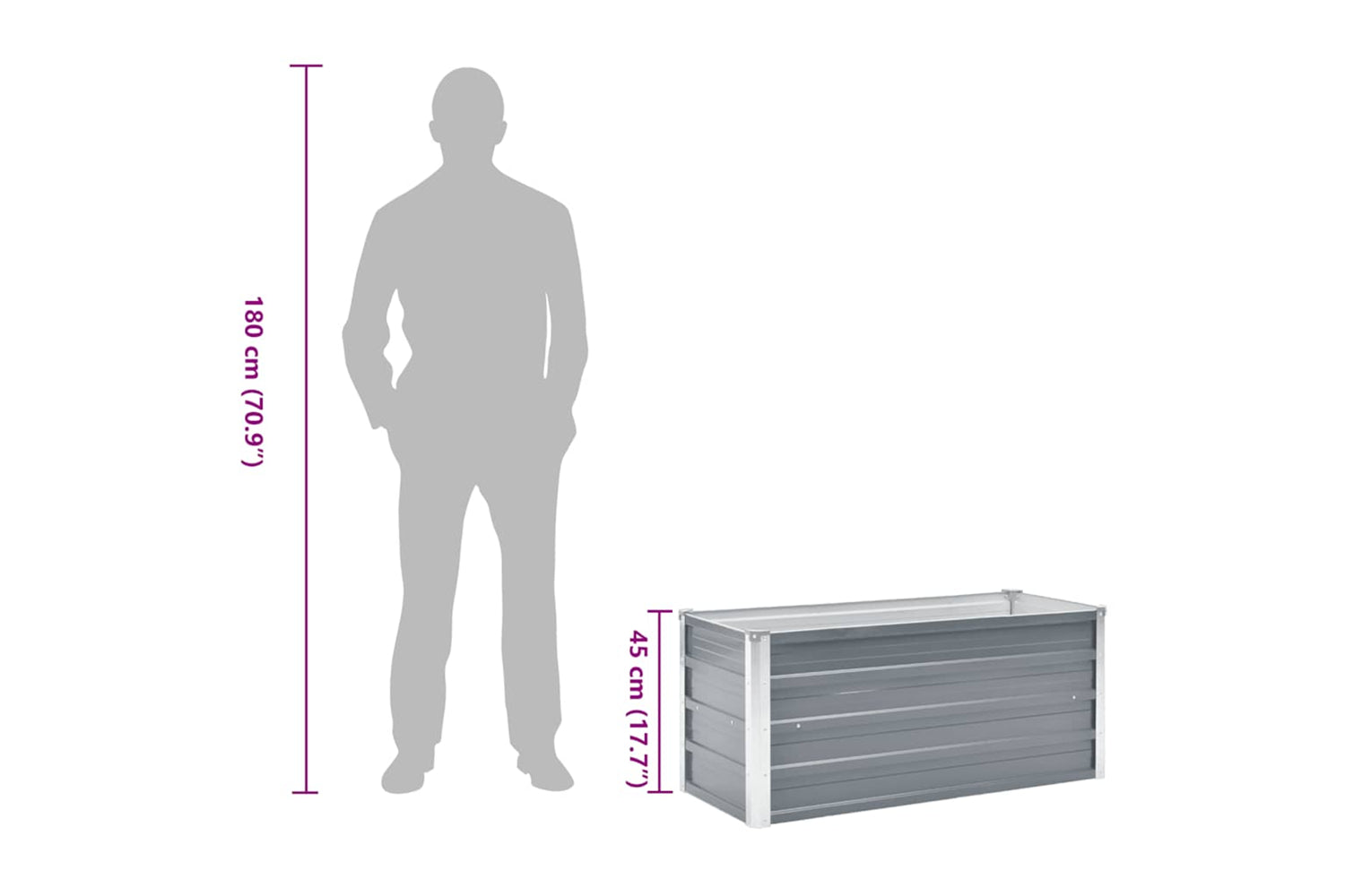Vidaxl Garden Raised Bed Galvanised Steel 100x40x45 Cm Grey-7