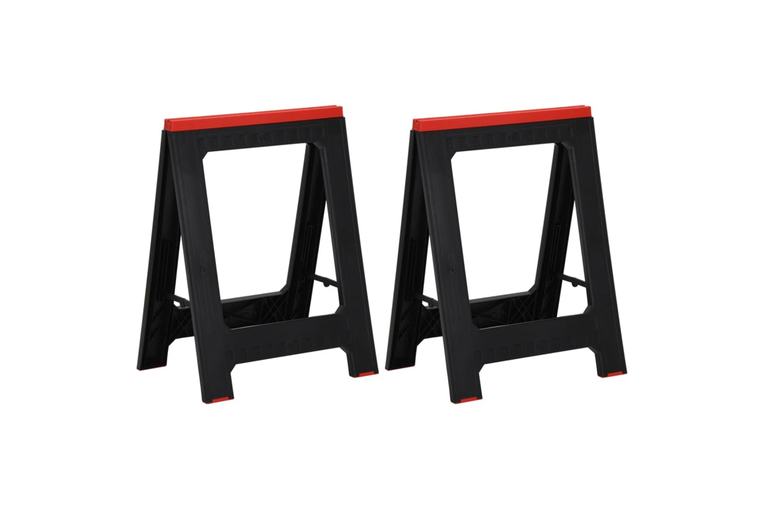 Vidaxl 152104 Foldable Work Trestles 2 Pcs Black And Red Polypropylene 350 Kg