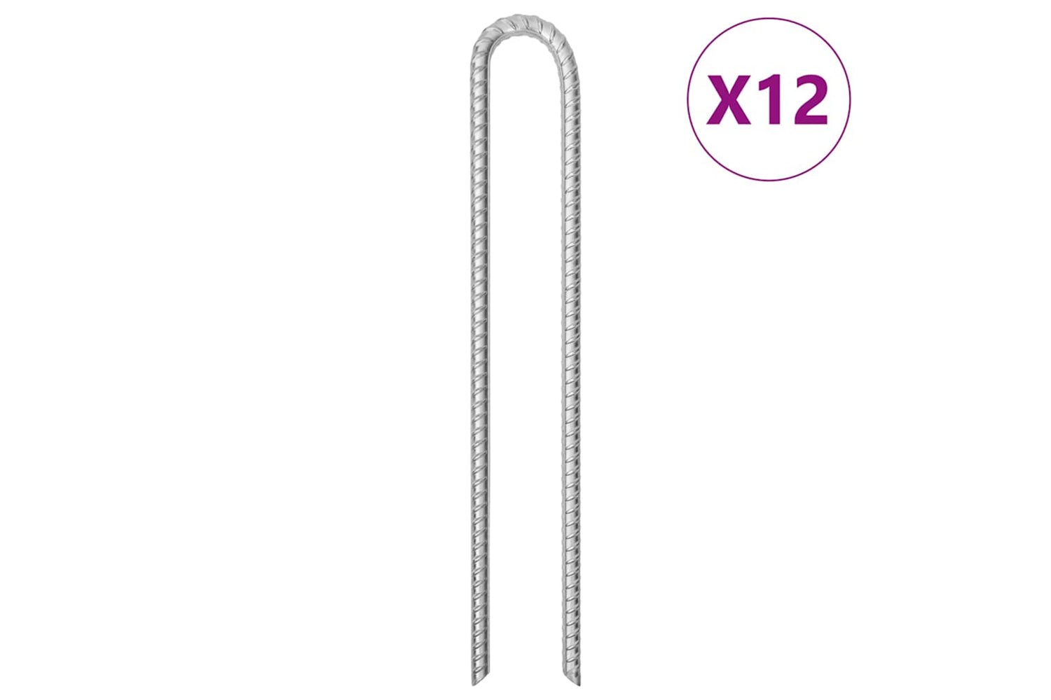 vidaXL 4009350 Tent Pegs 12 Pcs U-shaped 41.5cm x 12mm Galvanised Steel