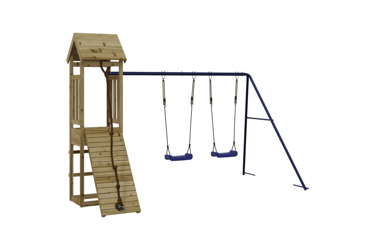 Vidaxl 3155818 Playhouse With Climbing Wall Swings Impregnated Wood Pine-2
