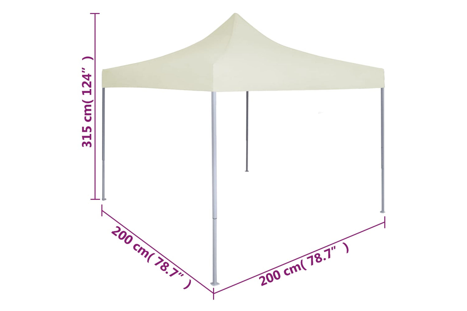 Vidaxl 48880 Professional Folding Party Tent 2x2 M Steel Cream-9