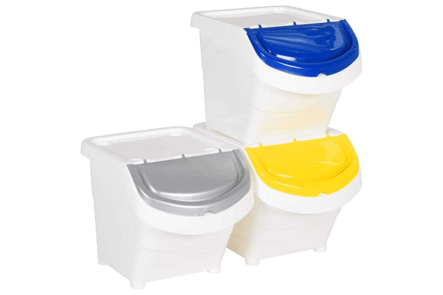 Vidaxl 364068 Stackable Waste Bins With Lids 3 Pcs White Pp 78 L-8