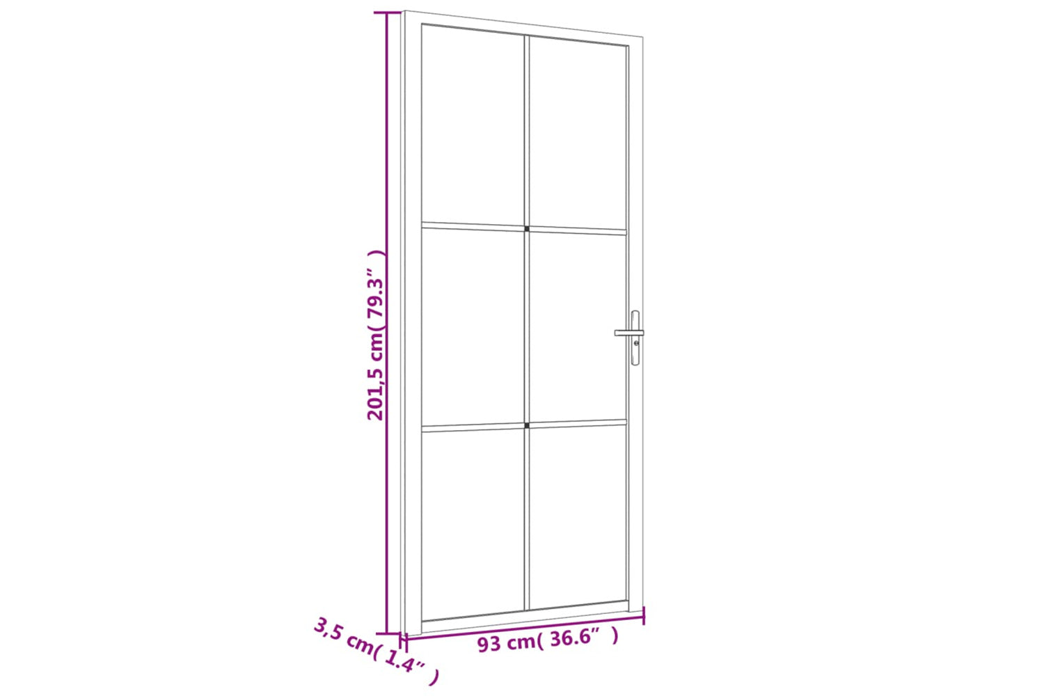 vidaXL 350566 Interior Door 93x201.5cm Black Esg Glass And Aluminium-5