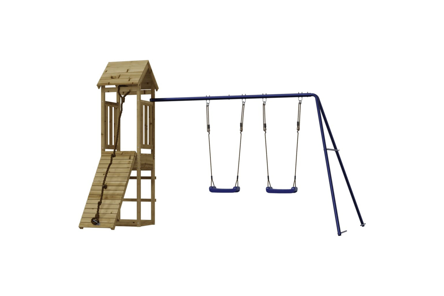 Vidaxl 3155818 Playhouse With Climbing Wall Swings Impregnated Wood Pine-3