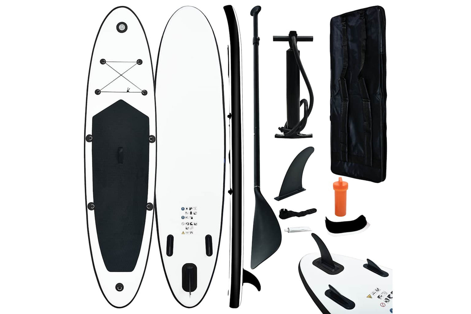 Vidaxl Inflatable Stand Up Paddleboard Set Black And White-2