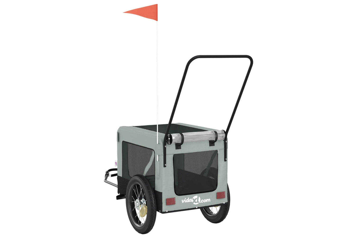 Vidaxl 93944 Pet Bike Trailer Grey And Black Oxford Fabric And Iron-8