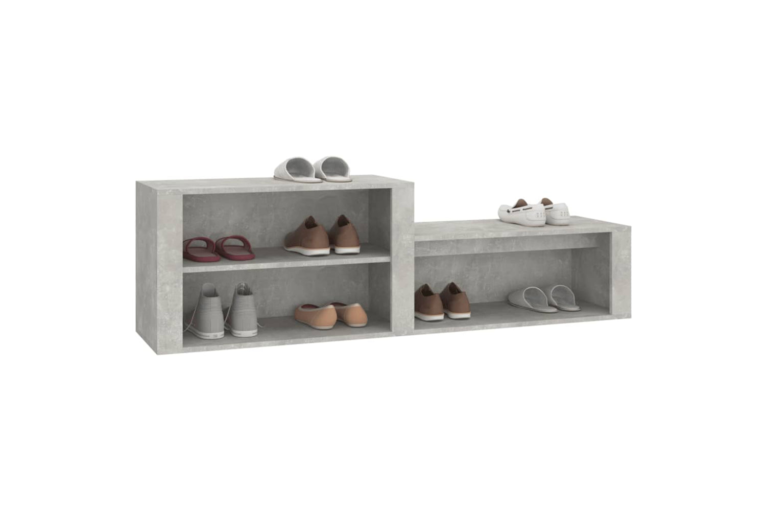 vidaXL 816916 Shoe Cabinet Concrete Grey 150x35x45cm Engineered Wood-3