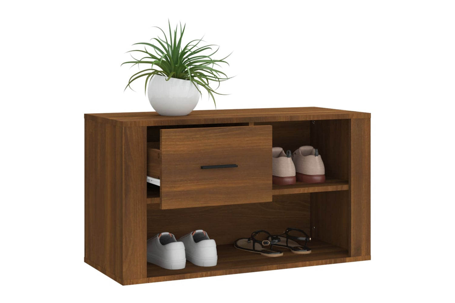 vidaXL 816759 Shoe Cabinet Brown Oak 80x35x45cm Engineered Wood-3