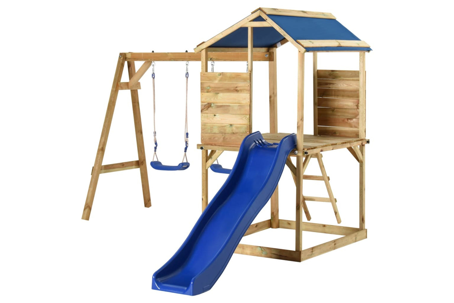 Vidaxl 3059956 Playhouse With Swings And Ladder Impregnated Pinewood-2