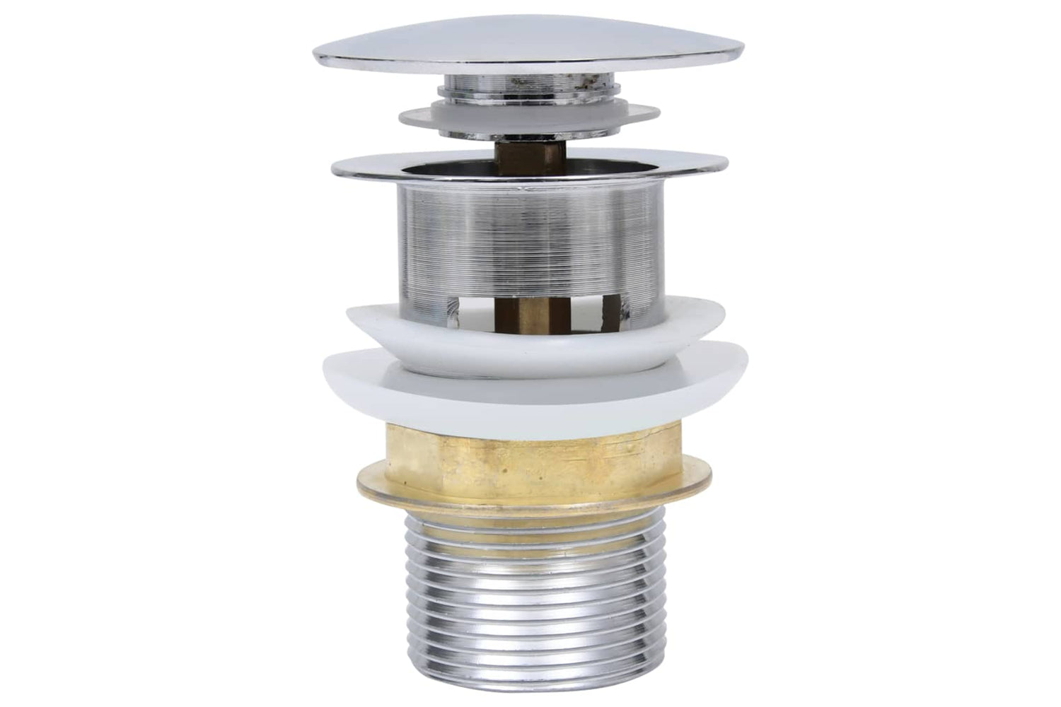 vidaXL 149064 Push Drain Without Overflow Function Silver 6.4x6.4x9.1cm-3