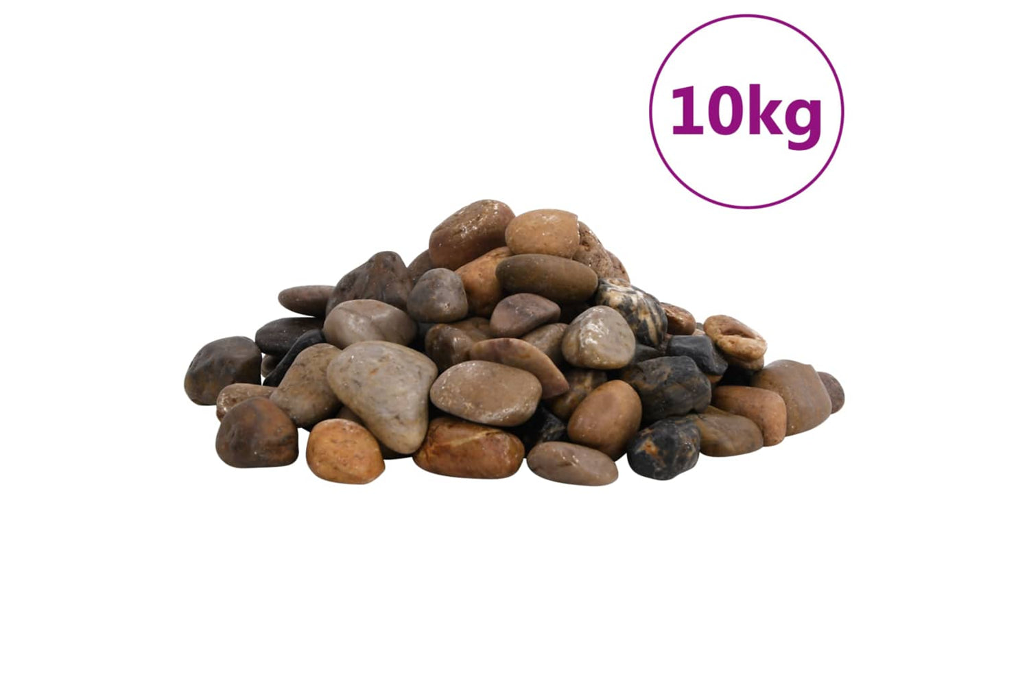 vidaXL 3217194 Polished Pebbles 10 Kg Mixed Colour 2-5cm