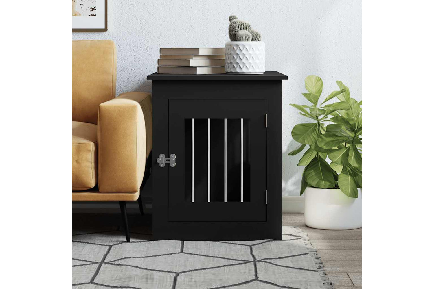 vidaXL 838317 Dog Crate Furniture Black 55x75x65cm Engineered Wood-2