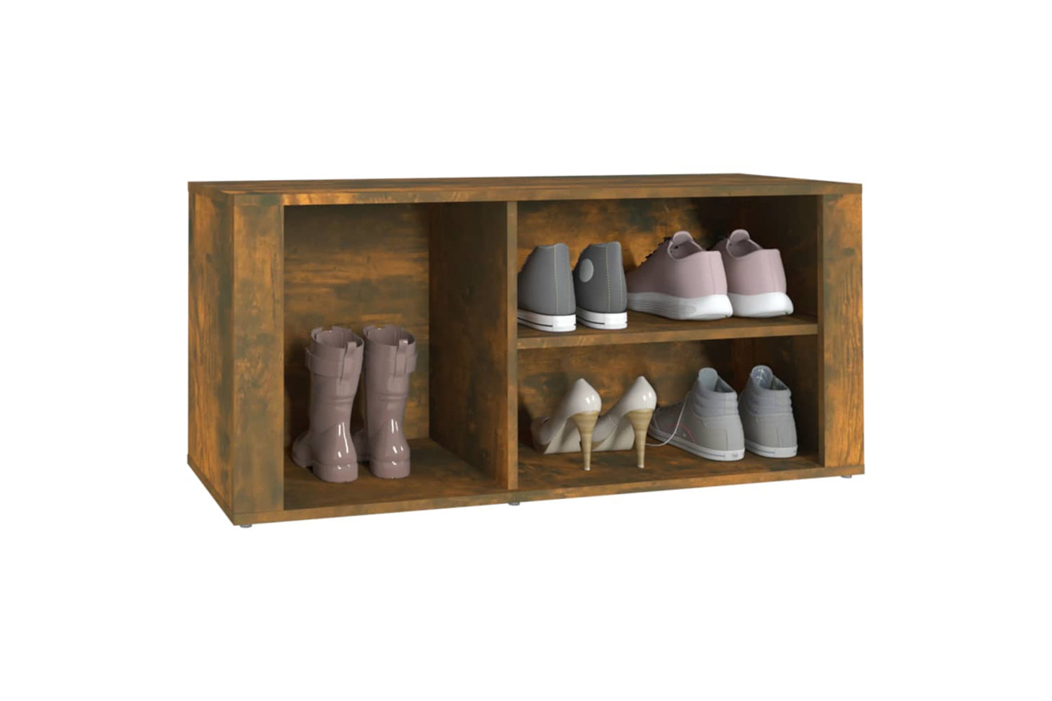 vidaXL 816925 Shoe Cabinet Smoked Oak 100x35x45cm Engineered Wood-3