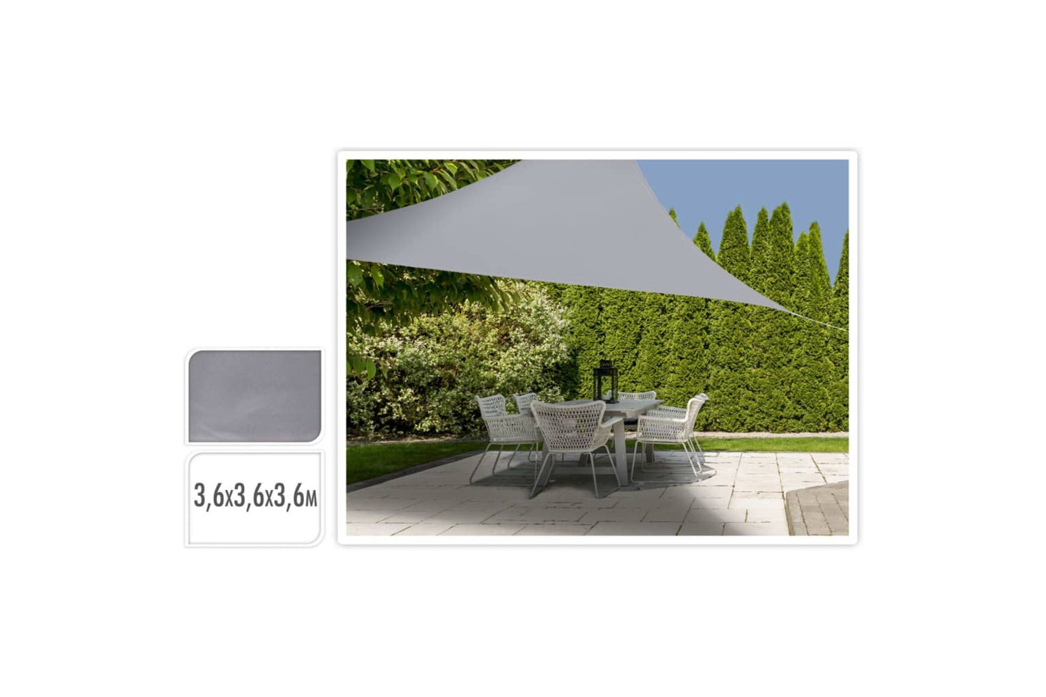 Progarden 436351 Shade Cloth 3.6x3.6x3.6 M Grey Triangle-2