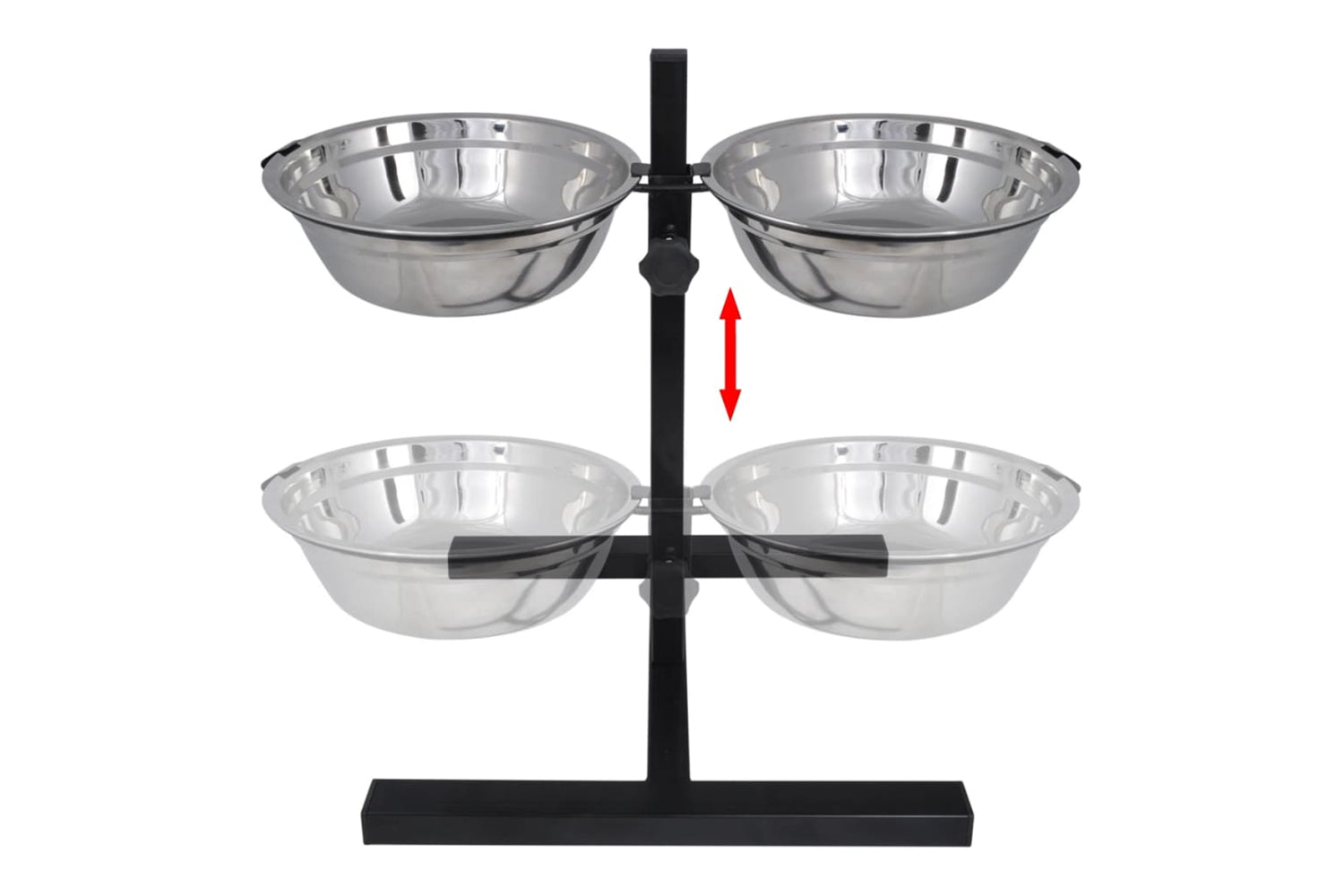 Vidaxl 170093 Adjustable Double Diner Pet Dog Feeding Stand & 2 X 4.1l Stainless Steel Bowls-2