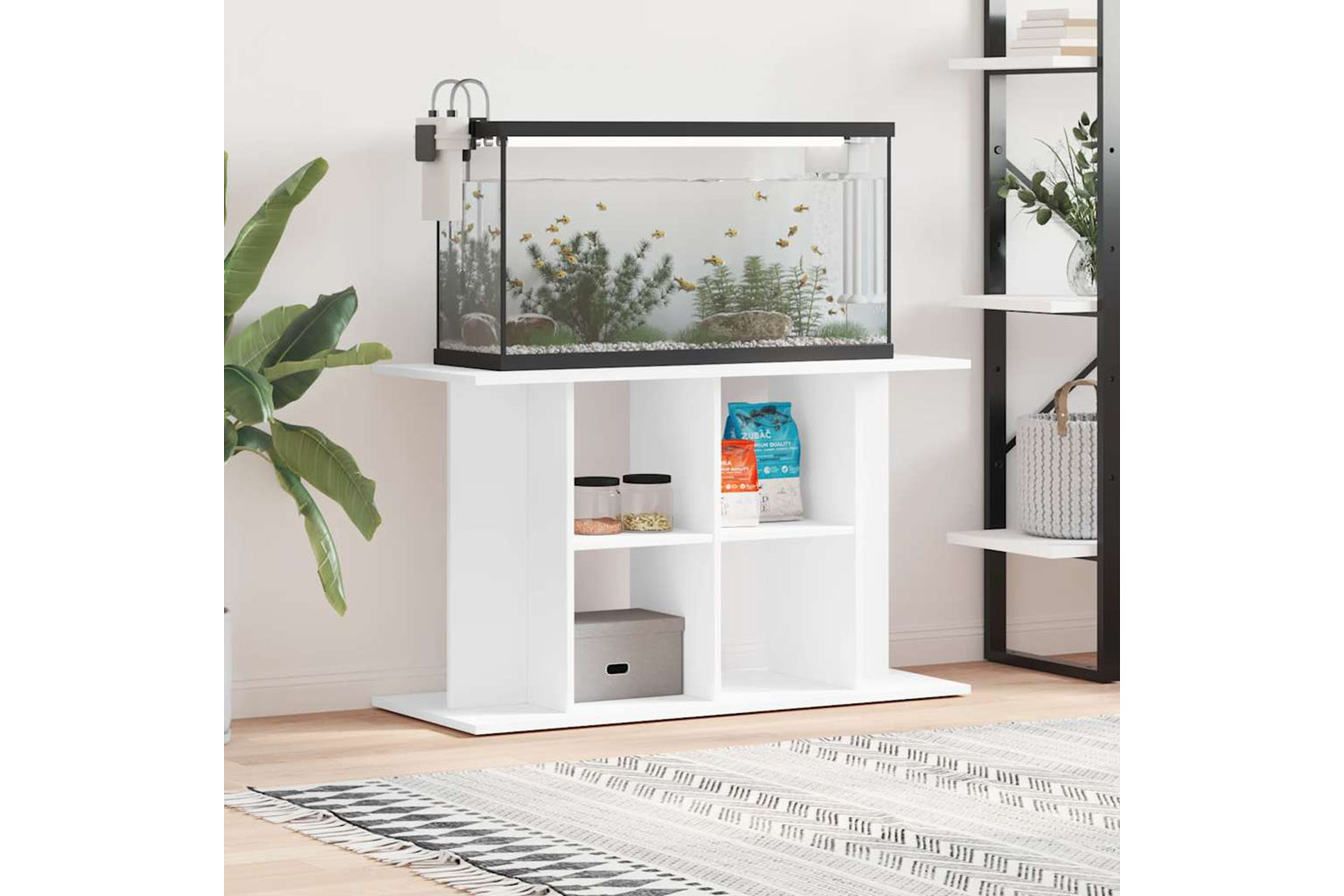 vidaXL 833583 Aquarium Stand White 100x40x60cm Engineered Wood-2