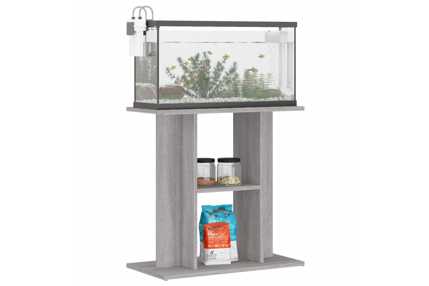vidaXL 833573 Aquarium Stand Grey Sonoma 60x30x60cm Engineered Wood-2