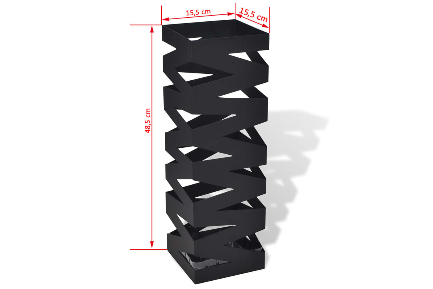vidaXL 242469 Black Square Umbrella Stand Storage Holder Walking Stick Steel 48.5cm-5