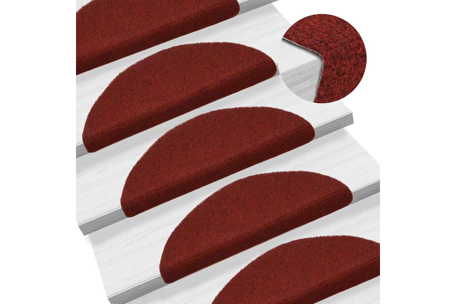 vidaXL 132694 15 Pcs Self-adhesive Stair Mats Needle Punch 56x17x3cm Red-5