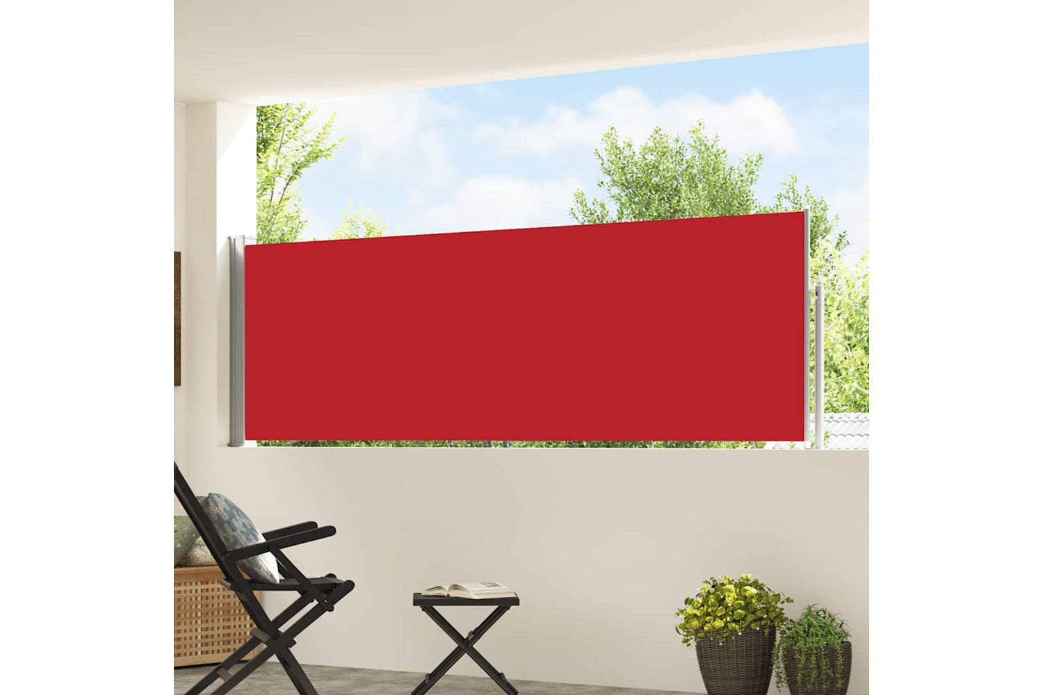 vidaXL 48385 Patio Retractable Side Awning 100x500cm Red-2