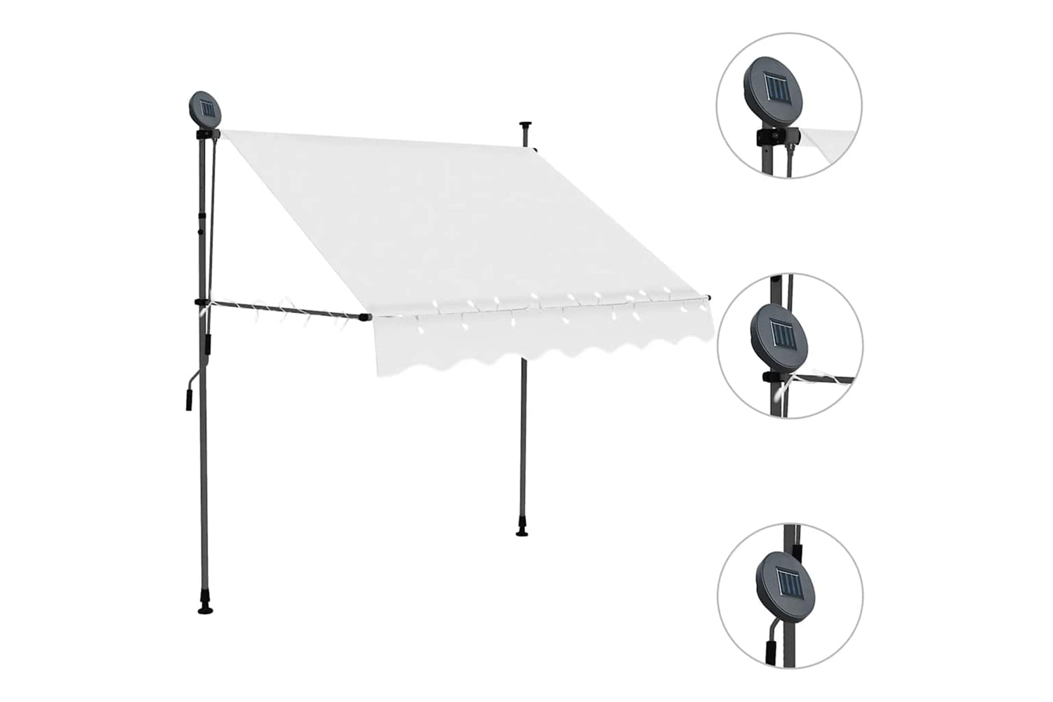 vidaXL 145871 Manual Retractable Awning With Led 200cm Cream-3