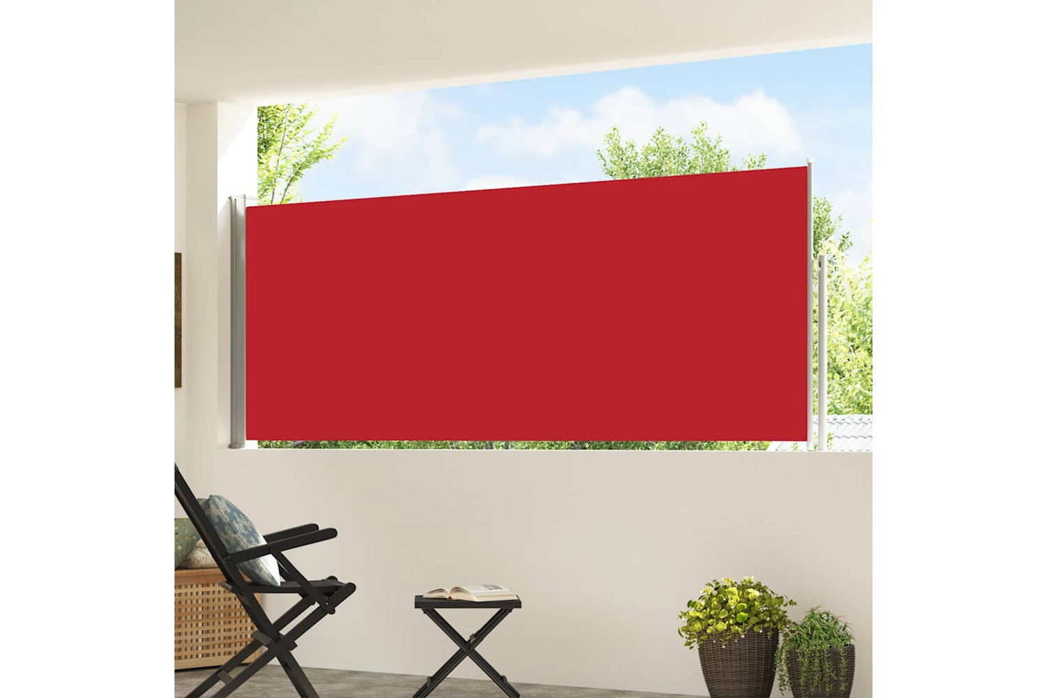 vidaXL 48391 Patio Retractable Side Awning 120x500cm Red-2